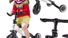 Tricicleta pentru copii Ikonka Trike Fix White cu pedale, 3 in 1, ghidon si sa reglabile, cadru din otel, roti din spuma pentru copii cu varsta cuprinsa intre 1,5 si 4 ani si 30kg