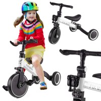Tricicleta pentru copii Ikonka Trike Fix White cu pedale, 3 in 1, ghidon si sa reglabile, cadru din otel, roti din spuma pentru copii cu varsta cuprinsa intre 1,5 si 4 ani si 30kg - 1