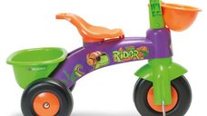 Tricicleta pentru copii Injusa Dino Rider cu pedale, inspirata din desenele cu dinozauri 1-3 ani, cosulete pentru accesorii