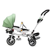 Tricicleta pentru copii Juju Bliss Ride Verde, 3 in 1, pozitie de somn, reversibila, far luminos, muzica, cos depozitare, gentuta, protectie UV, cauciucuri spuma EVA, greutate maxima admisa 25kg - 6