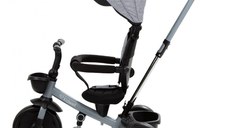 Tricicleta pentru copii Kidwell Axel Gri cu sezut rotativ, roti din spuma EVA, suport pentru picioare, control parental, suport pentru pahar, centura de siguranta, greutate admisa 25 kg