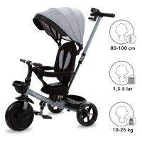 Tricicleta pentru copii Kidwell Axel Gri cu sezut rotativ, roti din spuma EVA, suport pentru picioare, control parental, suport pentru pahar, centura de siguranta, greutate admisa 25 kg - 4