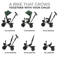 Tricicleta pentru copii Kinderkraft Aveo Mystic Green de la 9 luni, cu sezut rotativ, suport pentru picioare, maner cu control al directiei, gentuta si cos pentru accesorii - 1