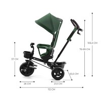 Tricicleta pentru copii Kinderkraft Aveo Mystic Green de la 9 luni, cu sezut rotativ, suport pentru picioare, maner cu control al directiei, gentuta si cos pentru accesorii - 4