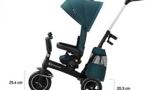 Tricicleta pentru copii Kinderkraft Easytwist Midnight Green cu scaun reversibil, pozitie de somn, cauciucuri PU, protectie UV de la varsta de 9 luni