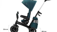 Tricicleta pentru copii Kinderkraft Easytwist Midnight Green cu scaun reversibil, pozitie de somn, cauciucuri PU, protectie UV de la varsta de 9 luni