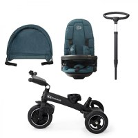 Tricicleta pentru copii Kinderkraft Easytwist Midnight Green cu scaun reversibil, pozitie de somn, cauciucuri PU, protectie UV de la varsta de 9 luni - 6