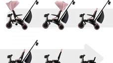 Tricicleta pentru copii Kinderkraft Jazz 2 Pink, pliabila, scaun rotativ, spatar reglabil, maner ajustabil