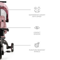 Tricicleta pentru copii Kinderkraft Jazz 2 Pink, pliabila, scaun rotativ, spatar reglabil, maner ajustabil - 4