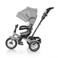 Tricicleta pentru copii Lorelli Neo Air Grey Luxe 4 in 1 multifunctionala, roti mari gonflabile, spatar inalt reglabil, sezut rotativ, 2 tipuri de suport pentru picioare si dispozitiv de franare - 1