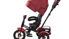 Tricicleta pentru copii Lorelli Neo Air Red Black Luxe 4 in 1 multifunctionala, roti mari gonflabile, spatar inalt reglabil, sezut rotativ, 2 tipuri de suport pentru picioare si dispozitiv de franare
