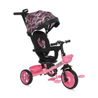 Tricicleta pentru copii Lorelli Revel Pink cu sezut rotativ la 360 grade, 1-5 Ani, maner cu control al directiei, scaun confortabil cu husa moale, suport pentru picioare, sistem roata libera si roti mari din cauciuc Eva - 6