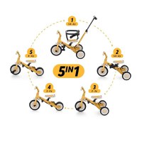 Tricicleta pentru copii PetiteMars Turbo Bej 5 in 1 Multifunctionala, Vehicul de impins, Bicicleta cufara pedale, Cu maner de ghidaj, Detasabil, Roti din cauciuc, Pana la 25 kg, 1.5-5 ani - 6