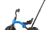Tricicleta pentru copii QPlay Ant Plus Albastru navy cu roti din spuma EVA, pliere compacta, cosulet pentru jucarii de la 2 ani pana la 25 kg