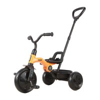 Tricicleta pentru copii Qplay Ant Plus Galben cu roti din spuma EVA, pliere compacta, cosulet pentru jucarii de la 2 ani pana la 25 kg - 2