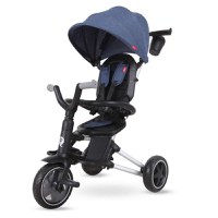 Tricicleta pentru copii Qplay Nova Albastru Inchis ultrapliabila, roti Eva, cadru din aluminiu, scaun rotativ, sistem roata si ghidon liber, varsta 10 luni+ - 9
