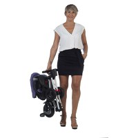 Tricicleta pentru copii Qplay Nova Albastru Inchis ultrapliabila, roti Eva, cadru din aluminiu, scaun rotativ, sistem roata si ghidon liber, varsta 10 luni+ - 1