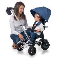Tricicleta pentru copii Qplay Nova Albastru Inchis ultrapliabila, roti Eva, cadru din aluminiu, scaun rotativ, sistem roata si ghidon liber, varsta 10 luni+ - 6