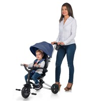 Tricicleta pentru copii Qplay Nova Albastru Inchis ultrapliabila, roti Eva, cadru din aluminiu, scaun rotativ, sistem roata si ghidon liber, varsta 10 luni+ - 7