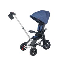 Tricicleta pentru copii Qplay Nova Albastru Inchis ultrapliabila, roti Eva, cadru din aluminiu, scaun rotativ, sistem roata si ghidon liber, varsta 10 luni+ - 8