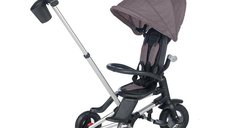 Tricicleta pentru copii Qplay Nova Negru ultrapliabila, roti Eva, cadru din aluminiu, scaun rotativ, sistem roata si ghidon liber, varsta 10 luni+