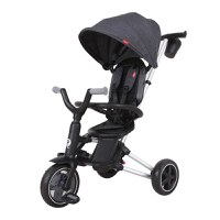 Tricicleta pentru copii Qplay Nova Negru ultrapliabila, roti Eva, cadru din aluminiu, scaun rotativ, sistem roata si ghidon liber, varsta 10 luni+ - 9
