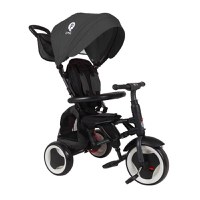 Tricicleta pentru copii Qplay Rito+ Negru pliabila, cu spatar reglabil cu pozitie de somn, 2 tipuri de suporti pentru picioare,copertina cu protectie UV si roti din cauciuc Eva - 4