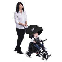 Tricicleta pentru copii Qplay Rito+ Negru pliabila, cu spatar reglabil cu pozitie de somn, 2 tipuri de suporti pentru picioare,copertina cu protectie UV si roti din cauciuc Eva - 11