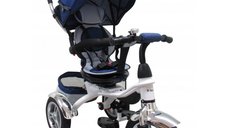 Tricicleta pentru copii R-Sport T3 Jeans 3 in 1 cu pedale, roti gonflabile, control al directiei, scaun reversibil, rotire 360 grade, frana si centura de siguranta