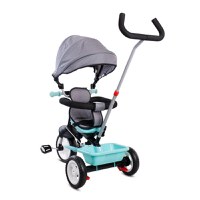 Tricicleta pentru copii Sun Baby 017 Fresh Turquoise Grey cu sezut reversibil 360, control al directiei, roti din spuma eva, suport pentru picioare pliabil - 4