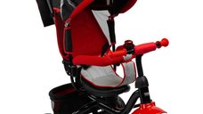Tricicleta pentru copii Toyz Timmy Rosie cu scaun reversibil,control parental,design multifunctional,spatar reglabil,capotina pliabila,maxim 25kg