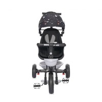 Tricicleta pentru copii Voyage Black Cosmos cu sezut reversibil, spatar reglabil pe 2 pozitii, maner cu control al directiei, cosulet pentru accesorii, 2 tipuri de suporti pentru picioare si roti mari din cauciuc Eva - 2