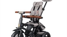 Tricicleta pliabila Qplay Rito Deluxe gri cu scaun ajustabil si frana dubla