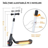 Trotineta electrica GentleKids verde, cu lumini LED, ghidon reglabil, putere 80w, greutate suportata 50 kg, viteza maxima 5-8 kmh, varsta 3 ani+ - 2