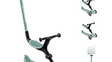 Trotineta evolutiva Globber Go-Up 4 in 1 Active Ecologic Verde Fistic, ghidon reglabil din aluminiu, scaun, maner parinte, greutate admisa 50 kg