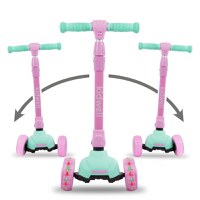 Trotineta Kidwell Jax Mint Pink cu 3 roti, pliabila, reglabila, din aluminiu, greutate admisa 50 kg, varsta 3 ani+ - 3