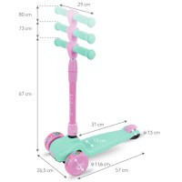 Trotineta Kidwell Jax Mint Pink cu 3 roti, pliabila, reglabila, din aluminiu, greutate admisa 50 kg, varsta 3 ani+ - 7