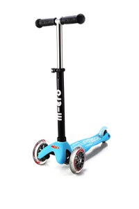 Trotineta Micro Mini2go Deluxe Blue cu 3 roti, scaunel, spatiu depozitare, ghidon telescopic, roti din silicon, greutate admisa 50 kg - 3