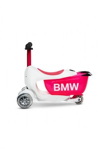 Trotineta Micro X BMW Kids WhiteRaspberry cu ghidon reglabil, roti din silicon, greutate 1.99 kg, sustine 50 kg - 1