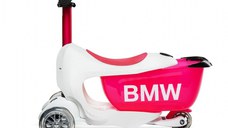 Trotineta Micro X BMW Kids WhiteRaspberry cu ghidon reglabil, roti din silicon, greutate 1.99 kg, sustine 50 kg