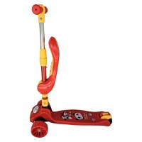 Trotineta pentru copii Novokids Mini Scooter 8010 Rosu 2 in 1, cu roti luminoase din silicon, melodii, 3 roti, pliabila, maner reglabil, greutate suportata 50 kg - 1