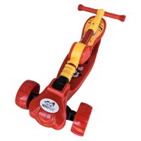 Trotineta pentru copii Novokids Mini Scooter 8010 Rosu 2 in 1, cu roti luminoase din silicon, melodii, 3 roti, pliabila, maner reglabil, greutate suportata 50 kg - 3