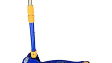 Trotineta pentru copii Novokids Mini Scooter 8020 Albastru cu roti luminoase din silicon, melodii si lumini, 3 roti, pliabila, maner reglabil pe inaltime, greutate suportata 50 kg