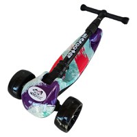 Trotineta pentru copii Novokids Mini Scooter 8150 Multicolor cu roti luminoase din silicon, melodii si lumini, 3 roti, pliabila, maner reglabil pe inaltime, greutate suportata 50 kg - 3