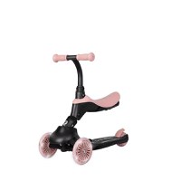 Trotineta pentru copii QPlay Sema EVO Roz 6 in 1 multifunctionala cu scaunel, maner telescopic parental, inaltime ajustabila, cadru din aluminiu, greutate admisa 50 kg - 1