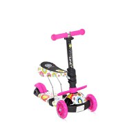 Trotineta pentru copii Smart Pink Flowers, 3 roti LED, scaun reglabil si detasabil, ghidon reglabil, greutate suportata 20 kg, varsta 3 ani+ - 9
