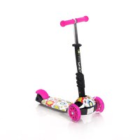 Trotineta pentru copii Smart Pink Flowers, 3 roti LED, scaun reglabil si detasabil, ghidon reglabil, greutate suportata 20 kg, varsta 3 ani+ - 4