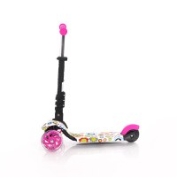 Trotineta pentru copii Smart Pink Flowers, 3 roti LED, scaun reglabil si detasabil, ghidon reglabil, greutate suportata 20 kg, varsta 3 ani+ - 5
