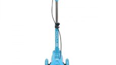 Trotineta pliabila cu inaltime reglabila,baza antiderapanta cu lumini LED,roti cu lumini LED,frana de mana,de la 3 ani si pana la 50 kg,muzica,far si clopotel Byox Toy Cube Blue