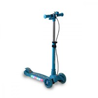 Trotineta pliabila cu inaltime reglabila,baza antiderapanta cu lumini LED,roti cu lumini LED,frana de mana,de la 3 ani si pana la 50 kg,muzica,far si clopotel Byox Toy Cube Blue - 6
